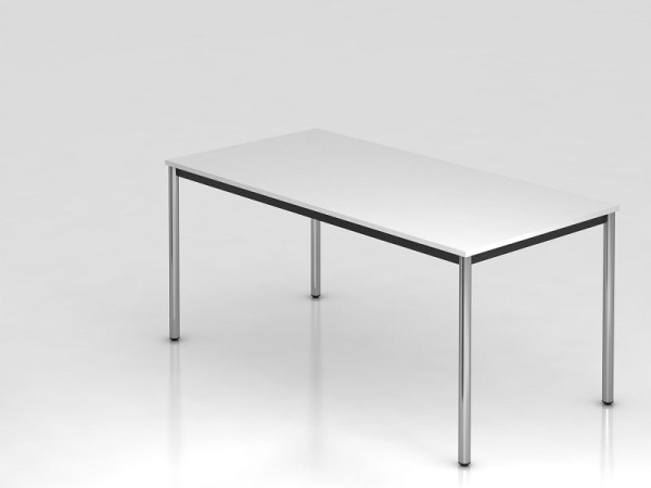 Tavolo da riunione Hammerbacher base rotonda 160x80 bianco/cromo, forma rettangolare, VDR16/W/C