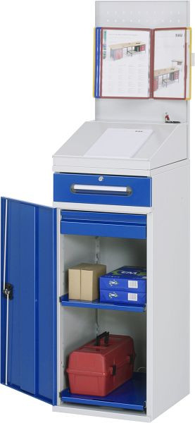 Mobile laterale RAU scrivania in piedi, cassetto e cassetto interno, lamiera forata, 450x1110/1770x520 mm, 07-450-M04.11