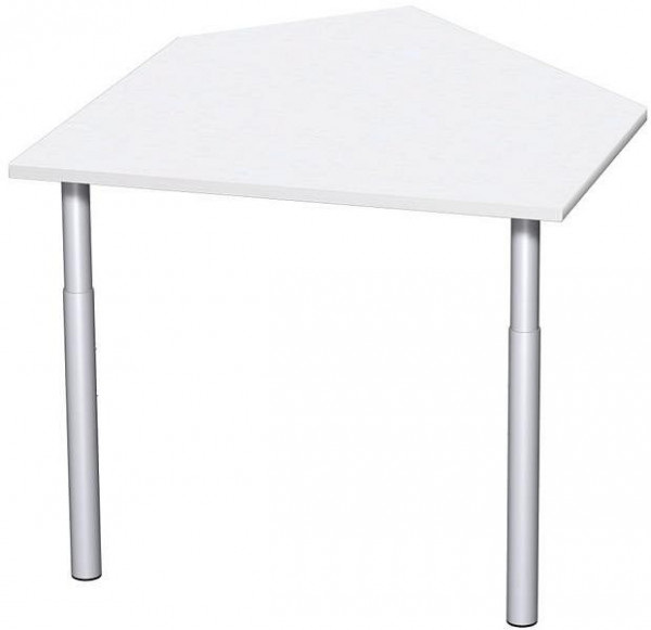 tavolo allungabile dati geramöbel sinistro con piedini di supporto, incl. materiale di collegamento, regolabile in altezza, 1060x1225x680-820, bianco/argento, N-647005-WS