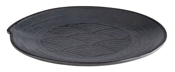 Piatto APS -DARK WAVE-, Ø 22 cm, altezza: 2 cm, melamina, interno: decoro, esterno: nero, 84908
