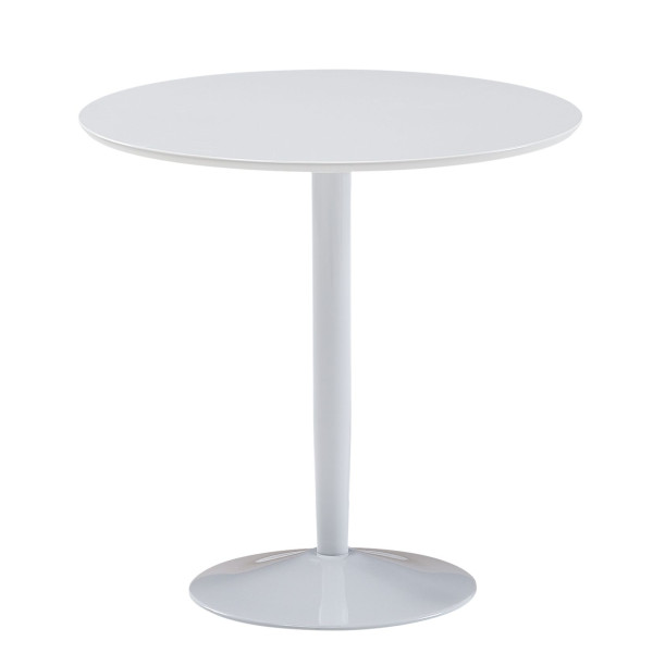 Tavolo da pranzo rotondo Wohnling 75x75x74 cm tavolo da cucina piccolo bianco lucido, tavolo da pranzo rotondo per 2 persone, tavolo da colazione moderno da cucina, WL6.504
