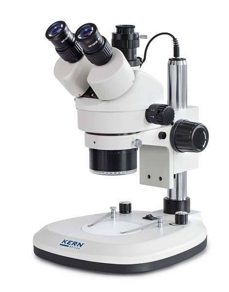 KERN Optics stereomicroscopio con zoom con illuminazione ad anello, Greenough 0,7 x - 4,5 x, trinoculare, oculare HWF 10x / Ø 20 mm, OZL 466