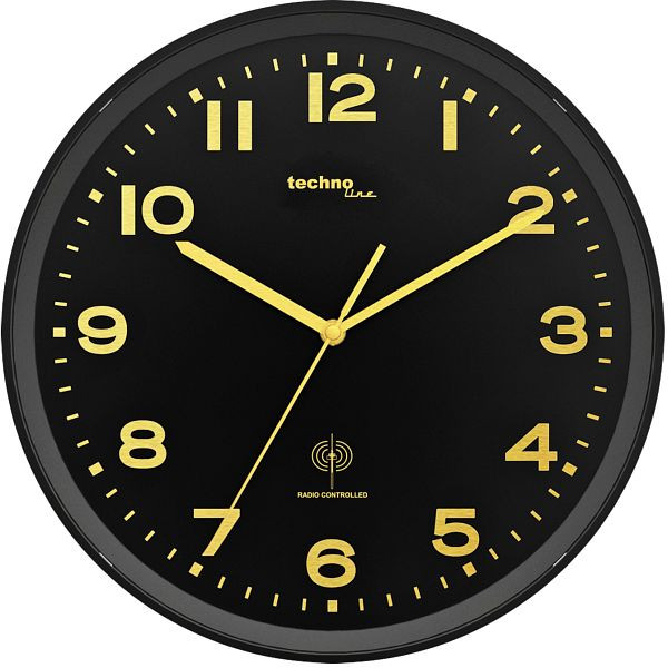 Technoline orologio da parete radiocomandato oro, orologio radiocomandato in plastica, dimensioni: Ø 30 cm, WT 8500 oro