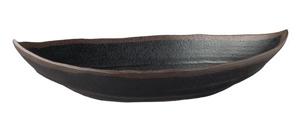 Ciotola foglia APS -MARONE-, 25,5 x 14 cm, altezza: 5,5 cm, melammina, nera, con bordo marrone, 0,4 litri, 84100