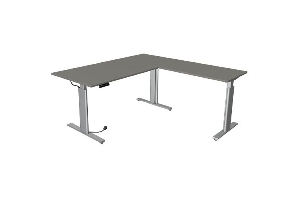 Kerkmann tavolo sit/stand Move 3 argento L 2000 x P 1000 mm con elemento aggiuntivo 1000 x 600 mm, grafite, 10234312