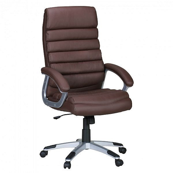 Sedia da ufficio Amstyle Valencia in pelle artificiale marrone ergonomica con poggiatesta, SPM1.038
