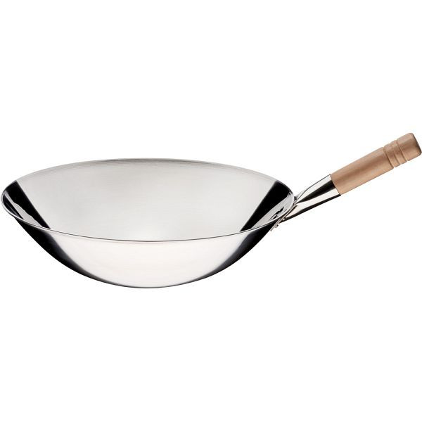 Pentola wok Stalgast acciaio inox lucido, lunghezza manico 185 mm, KG1502400