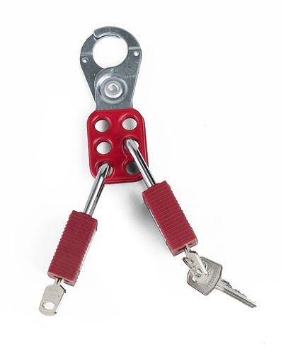 Clip di chiusura multipla DENIOS rossa, anello 25 mm, sicurezza con fino a 6 serrature, 209-698