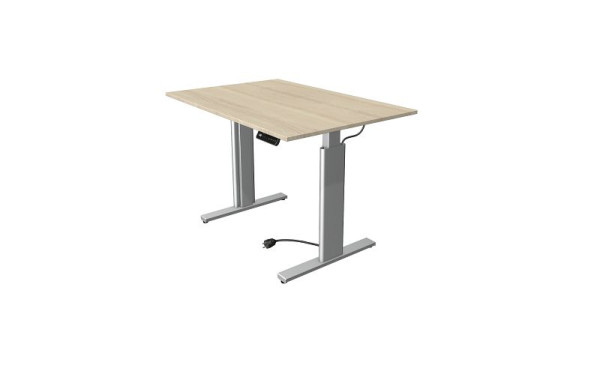 Kerkmann Move 3 tavolo sit/stand argento, L 1200 x P 800 mm, regolabile elettricamente in altezza da 720-1200 mm, acero, 10231750