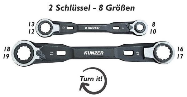 Set di chiavi combinate a cricchetto Kunzer , 4-1 (2 pezzi), 7RRS02
