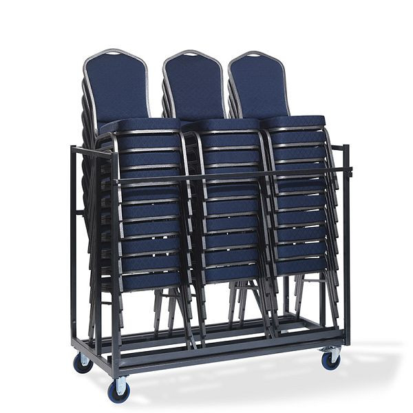 VEBA sedia impilabile con carrello da trasporto, per un massimo di 30 sedie impilabili, 151x76x120 cm (LxPxA), finitura martellata, T91600