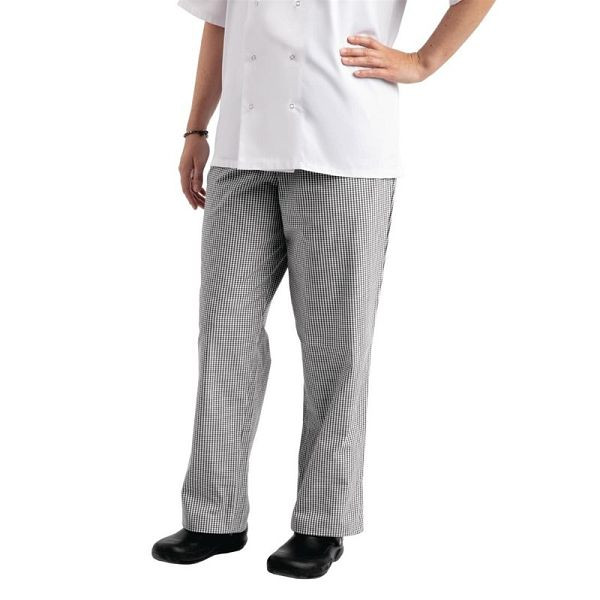 Whites pantaloni unisex Easyfit chef, in bianco e nero, piccolo-controllato L, A026T-L