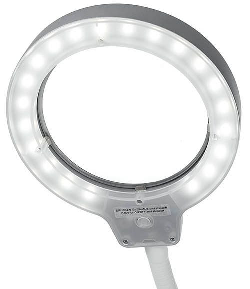 Lampada d'ingrandimento Bedrunka+Hirth LED-RLL Flex, inclusa flangia a vite, 5 diottrie, 03.960.55