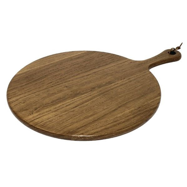 OLYMPIA tagliere rotondo in legno di acacia con manico 35,5 cm, GM262