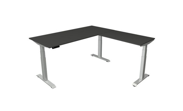 Tavolo per sedersi/in piedi Kerkmann L 1800 x P 800 mm con elemento aggiuntivo 1000 x 600 mm, regolabile elettricamente in altezza da 640-1290 mm, antracite, 10043113