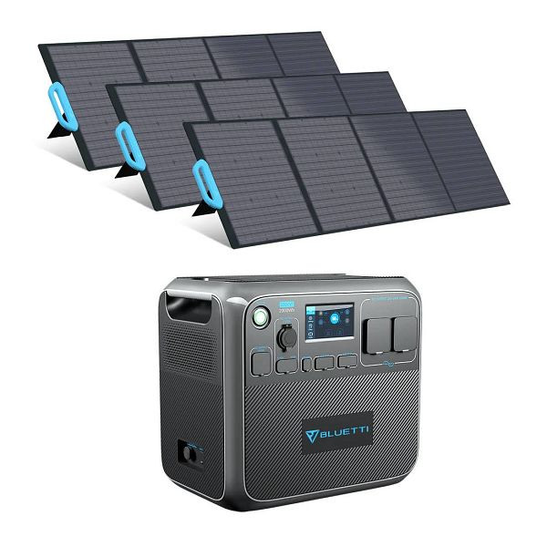 BLUETTI AC200P Generatore Solare Portatile + 3x Pannelli Solari PV200, AC200P+3xPV200