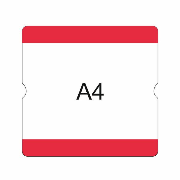 Tasca inferiore per lettere Eichner A4 aperta, autoadesiva per interni, scritte intercambiabili, per posti pallet, 302x290 mm, rosso, 9225-20510-020
