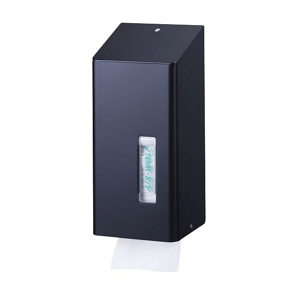 Distributore di carta igienica Air Wolf per fogli singoli, serie Omega, A x L x P: 300 x 143 x 116 mm, acciaio inossidabile verniciato nero opaco, 29-530