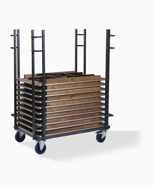 VEBA carrello da trasporto tavoli da banchetto rettangolare, misura regolabile, martellato, 126-208x84-100x168 cm (LxPxA), T90700
