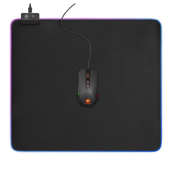 Tappetino per mouse da gioco Deltaco XXL RGB (45 x 40 cm, 6 modalità RGB, 7 modalità statiche), GAM-078