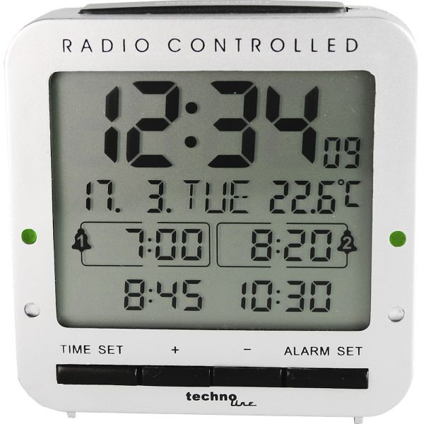 Radiosveglia Technoline, radiosveglia DCF-77 con possibilità di impostazione manuale, dimensioni: 80 x 80 x 30 mm, WT 245
