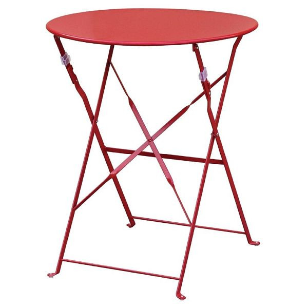 Bolero tavolo rotondo pieghevole da giardino in acciaio rosso 60 cm, GH560