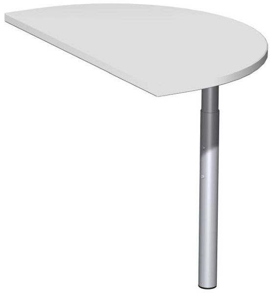 Tavolo aggiuntivo geramöbel semicircolare con piede di appoggio, incl. materiale di collegamento, regolabile in altezza, 500x800x680-820, grigio chiaro/argento, N-647006-LS