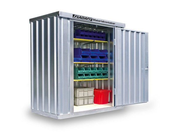 FLADAFI container per materiali MC 1100, zincato, smontato, con fondo in legno, 2.100 x 1.140 x 2.150 mm, con porta singola, F10200101