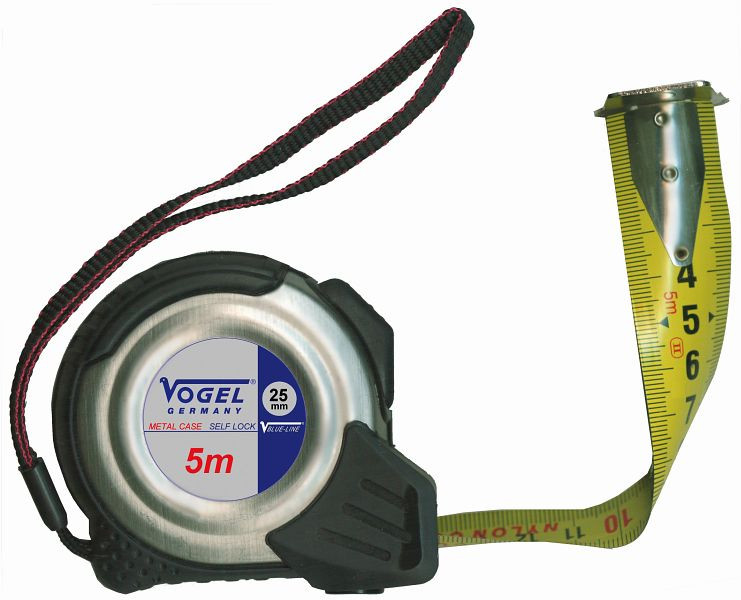 Flessometro tascabile Vogel Germany, in custodia di metallo inossidabile, graduazione mm, 5 m, 141405