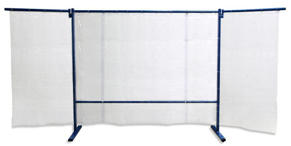 ELMAG Parete protettiva per saldatura, 3 parti, con tenda in pellicola, trasparente, DIN S0, larghezza: 3,8 m, 57254