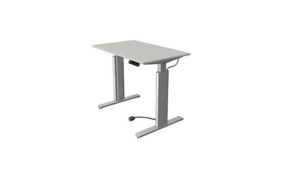 Kerkmann Move 3 tavolo sit/stand argento, L 1000 x P 600 mm, regolabile elettricamente in altezza da 720-1200 mm, grigio chiaro, 10231111