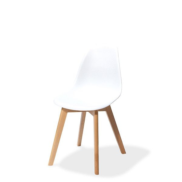 VEBA Sedia impilabile Keeve bianca senza braccioli, struttura in legno di betulla e seduta in plastica, 47x53x83 cm (LxPxA), 505F01SW