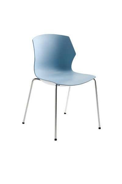 Mayer Sitzmöbel myPRIMO sedia impilabile, scocca in plastica grigio-blu, struttura cromata, 2510_01_03