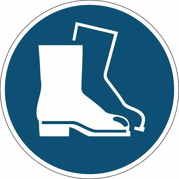 Etichetta di sicurezza DURABLE “Utilizzare protezioni per i piedi”, blu, 173306