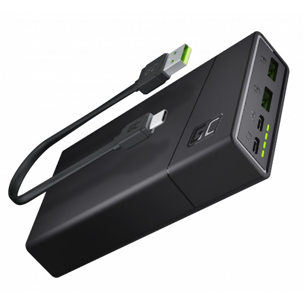 Green Cell PowerPlay20 Powerbank (polimeri di litio, 20000 mAh, 2x USB Ultra Charge, 2x USB-C, Power Delivery, 18W, Fast Charge), PBGC03