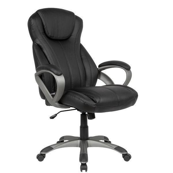 Rivestimento per sedia da scrivania Amstyle in ecopelle nera sedia girevole da ufficio fino a 120 kg, regolabile in altezza, sedia da ufficio con braccioli e schienale alto, SPM1.415
