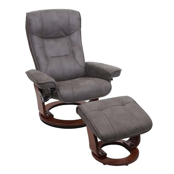 Mendler MCA poltrona relax Hamilton, sgabello sedia TV, tessuto/tessuto capacità di carico 130 kg, grigio scuro, color noce, 75594