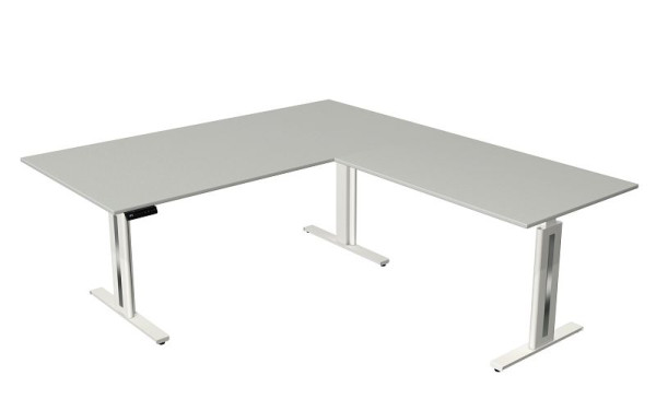 Kerkmann tavolo sit/stand Move 3 fresh, L 2000 x P 1000 mm, con elemento aggiuntivo 1200 x 800 mm, regolabile elettricamente in altezza da 720-1200 mm, bianco, 10186711