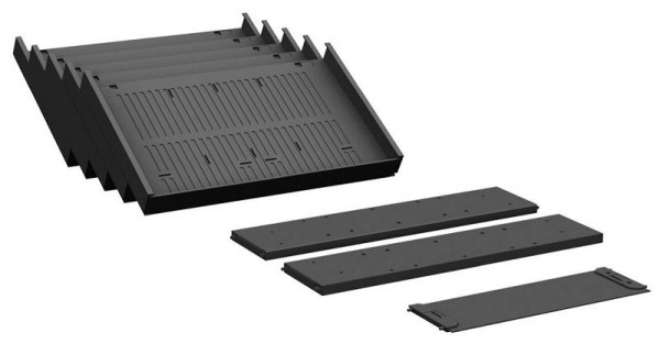 Set di accessori per contenitori geramöbel per cassetti in metallo: 2 scomparti orizzontali, 1 scomparto longitudinale, 5 ripiani inclinati, nero, S-530900-M