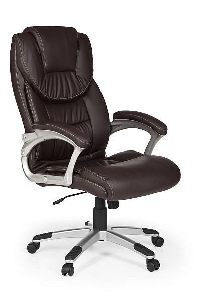 Sedia da ufficio Amstyle Madrid in pelle artificiale marrone ergonomica con poggiatesta, SPM1.025
