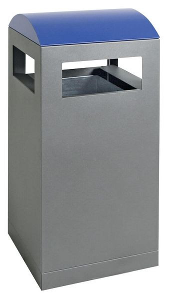 raccolta differenziata smussata A³, grigio antracite/5010, contenitore interno zincato, 90 litri, 650-090-0-2-510