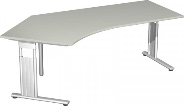 geramöbel scrivania 135° sinistra altezza fissa, base a C flex, 2166x1130x720, grigio chiaro/argento, S-618315-LS