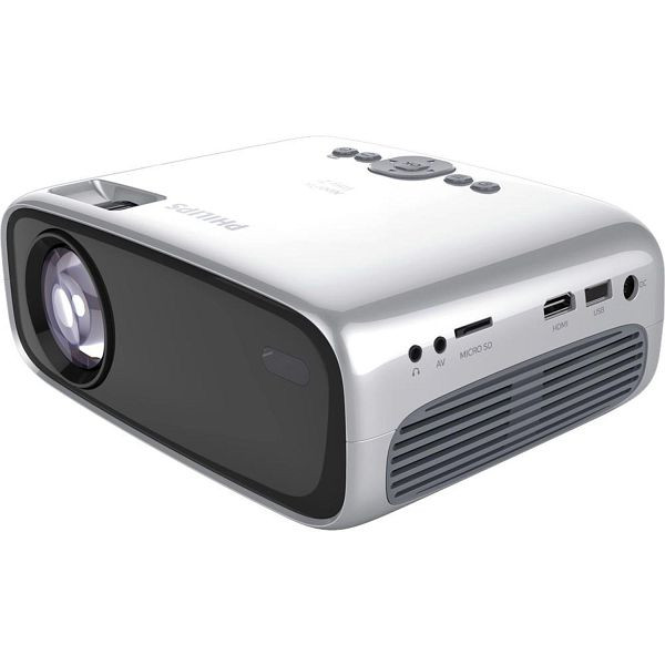 Philips Projection NeoPix Easy 2+ Mini proiettore / proiettore HD (audio stereo, LED, fino a 65 "(165 cm), HDMI, USB, VGA, MicroSD), NPX442/INT