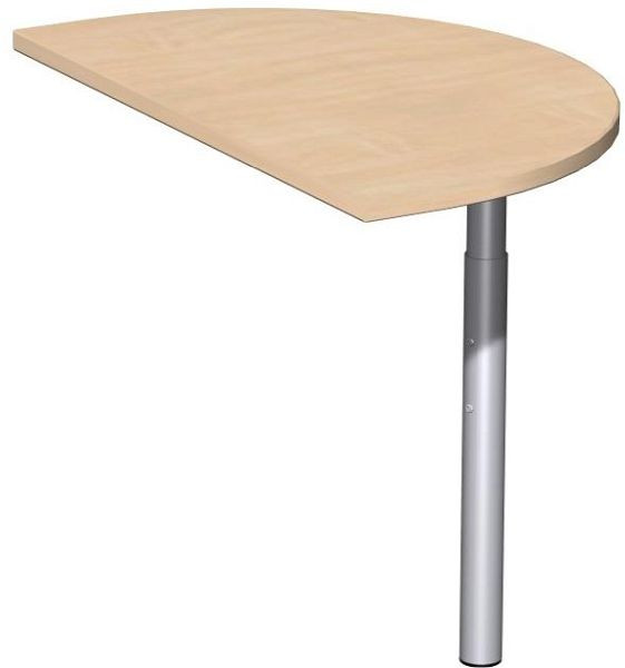 Tavolo aggiuntivo geramöbel semicircolare con piede di appoggio, incl. materiale di collegamento, regolabile in altezza, 500x800x680-820, faggio/argento, N-647006-BS