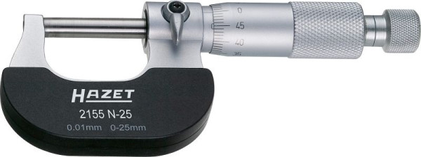 Micrometri di precisione Hazet, campo di misura 0 - 25 mm, anello di bloccaggio e spessimetro, 2155N-25