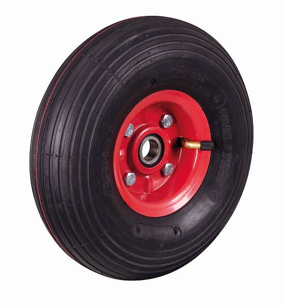 Ruota pneumatica VARIOfit con profilo scanalato, 260 x 85 mm, nera, su cerchio in acciaio, rosso fuoco, aletta-260.008