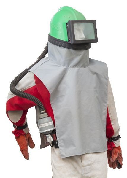 Maschera protettiva ELMAG (casco) completa tipo 'Astro' M06 per sabbiatrici, inclusa cintura addominale con unità di controllo e filtro a carbone attivo, 22380