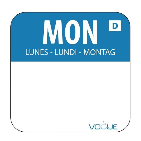 Etichette Vogue auto-dissolventi per rotazione alimentare Monday, PU: 1000 pezzi, U777