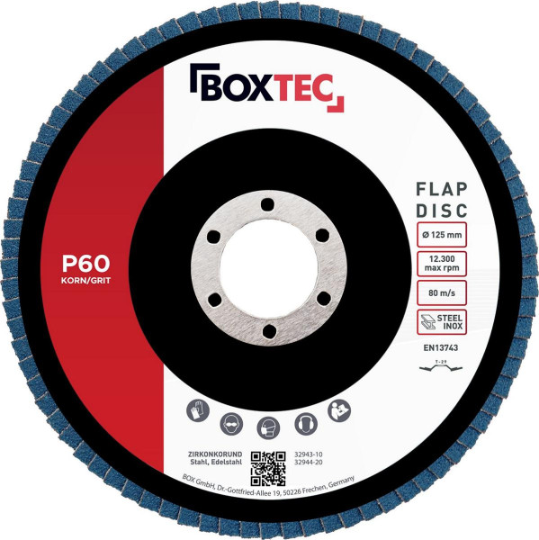 Dischi lamellari professionali BOXTEC BLU 125mm Dischi lamellari INOX dischi abrasivi confezione da 10 P60, 32943