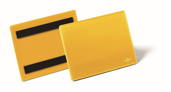 Tasca identificativa magnetica DURABLE, gialla, A6 orizzontale, confezione da 50, 175604